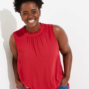 Loft Plus Mixed Media Ruffle Neck Shell